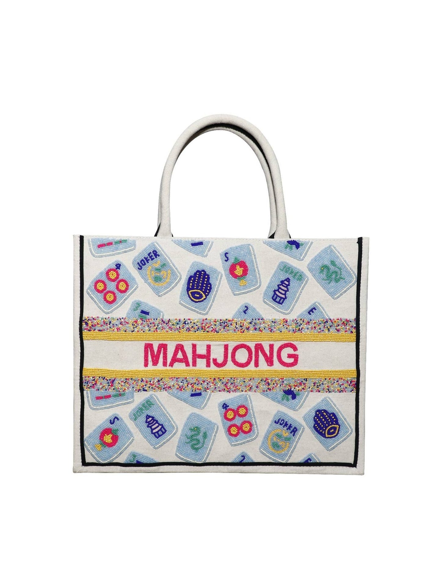 MAHJONG TOTE CD 732-3001 - Ivory/Multi/Fuchsia