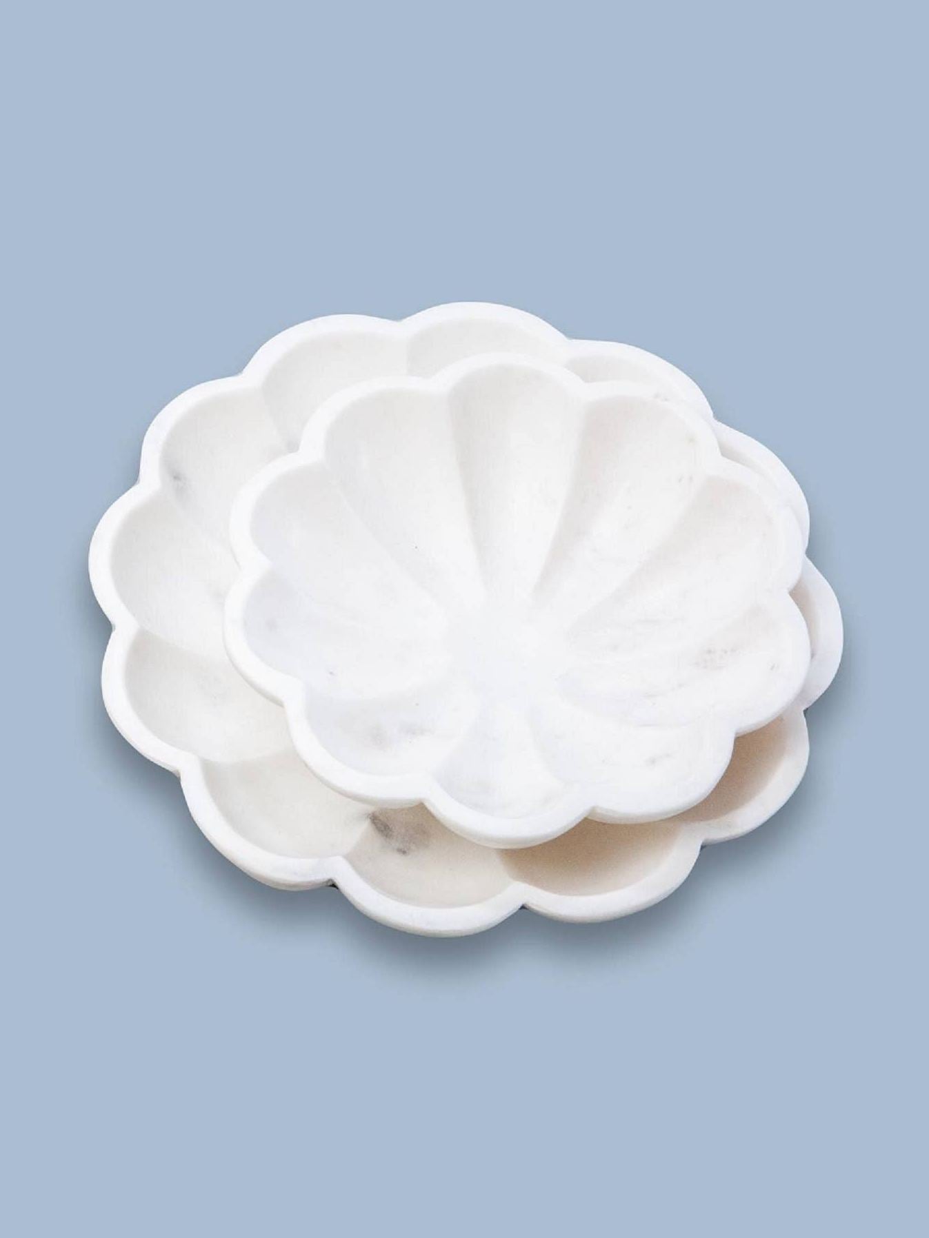 Lg. White Marble Lotus Bowl 9"Dia