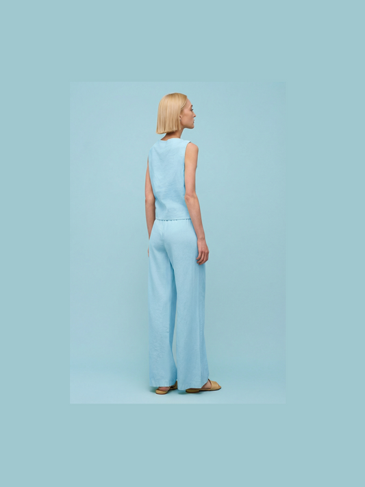 Woven Sleeveless Top - Light blue