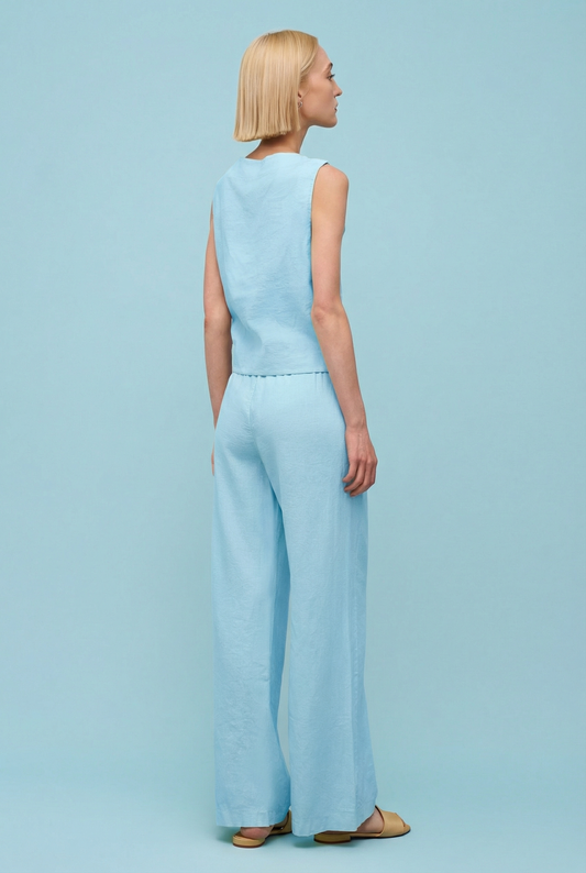 Woven Sleeveless Top - Light blue