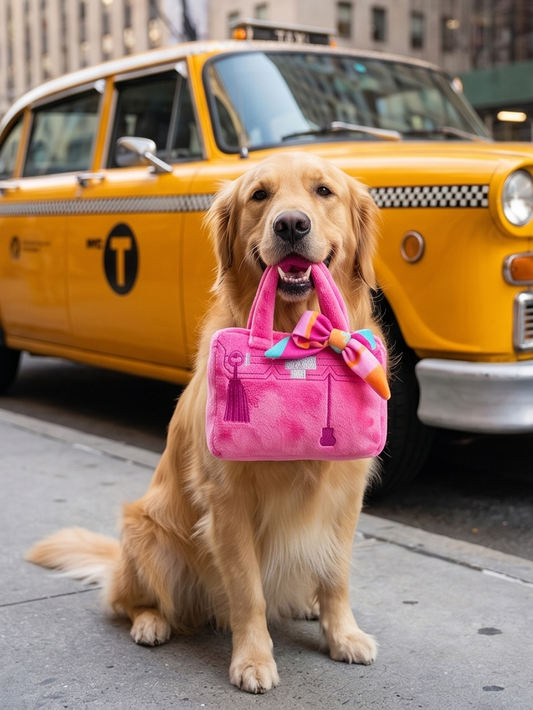 Barkin Bag - Pink w/ Scarf | Squeaker Dog Toy
