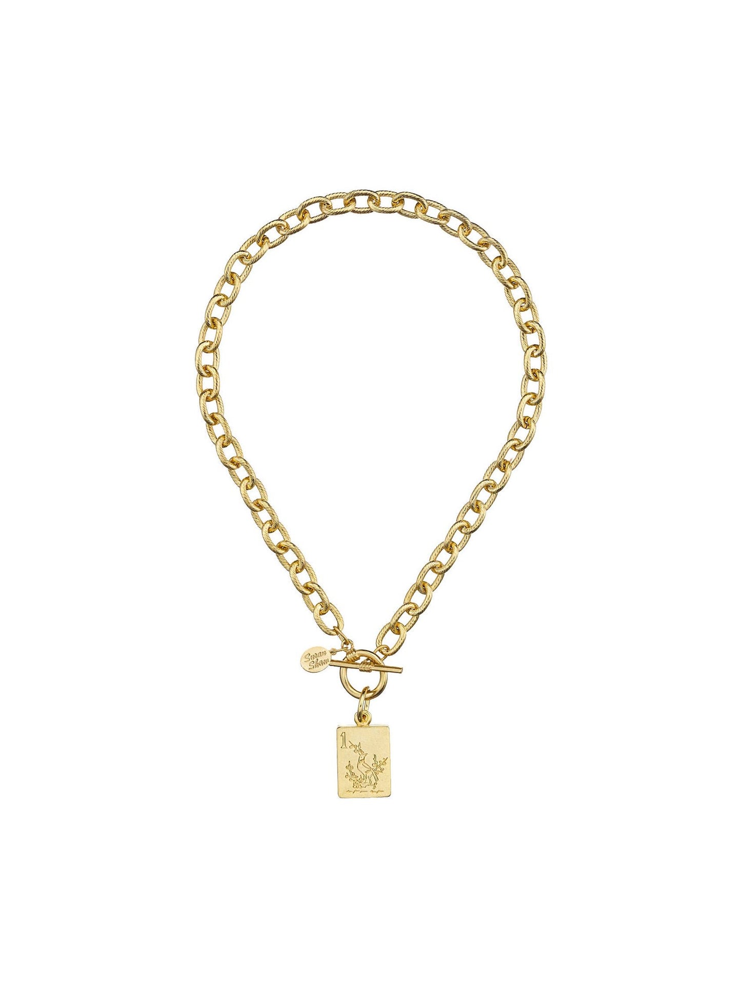1 Bam Bird Mahjong Tile Toggle Necklace