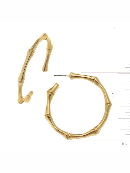 Gold Bamboo Hoop Earrings
