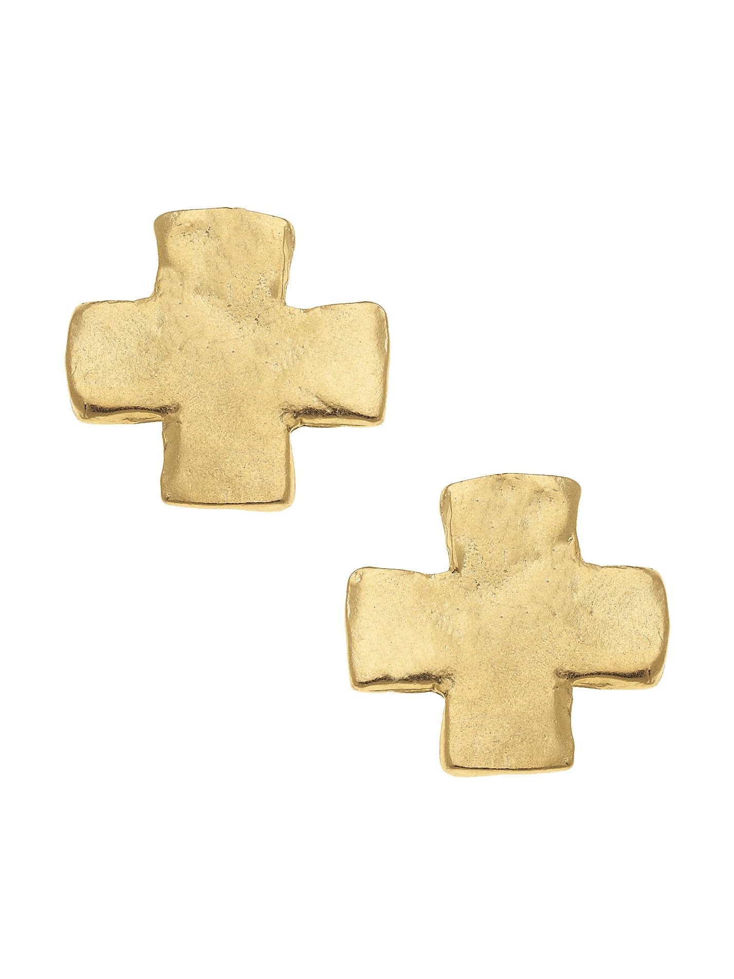 Large Gold Square Cross Studs