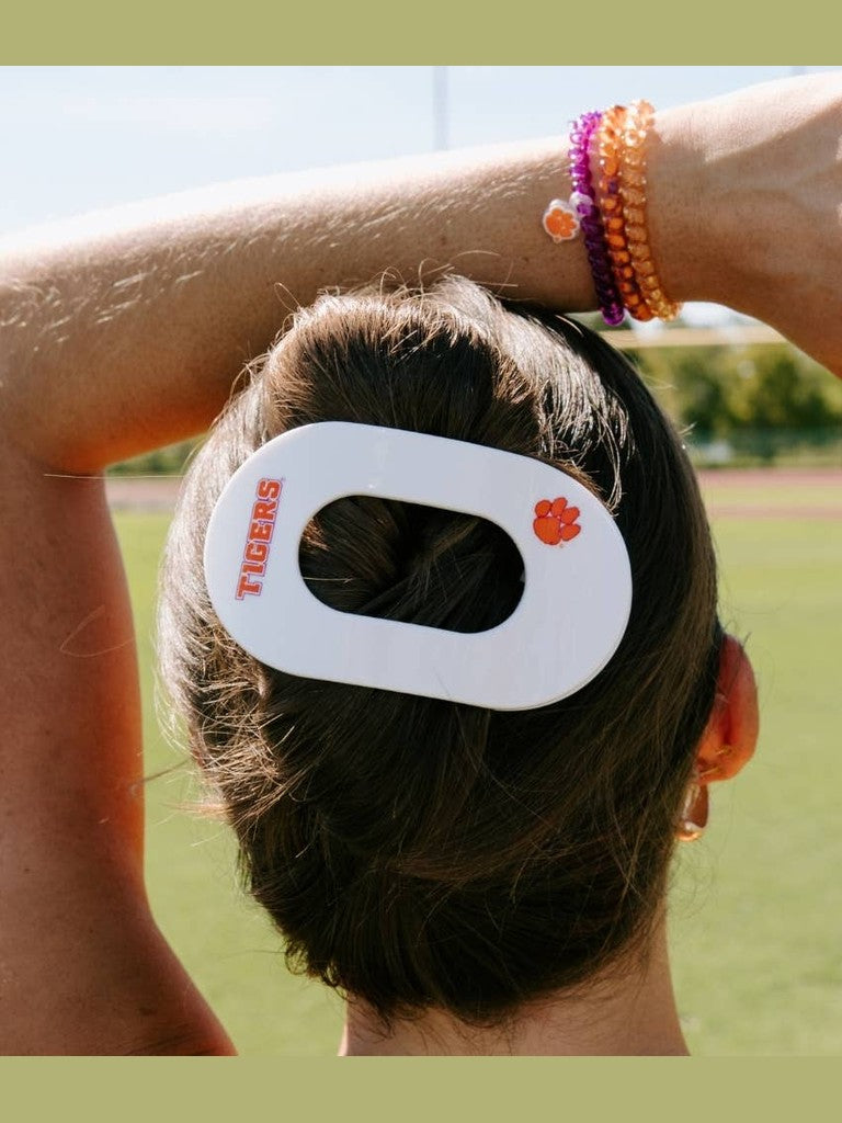 Flat Round Hair Clip | Large | Go Tigers!
