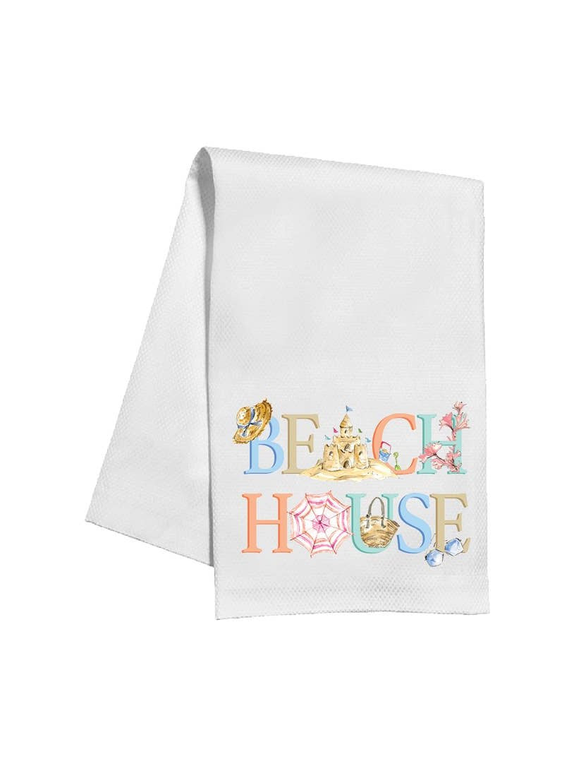 Handpainted Beach House Kitchen Towel