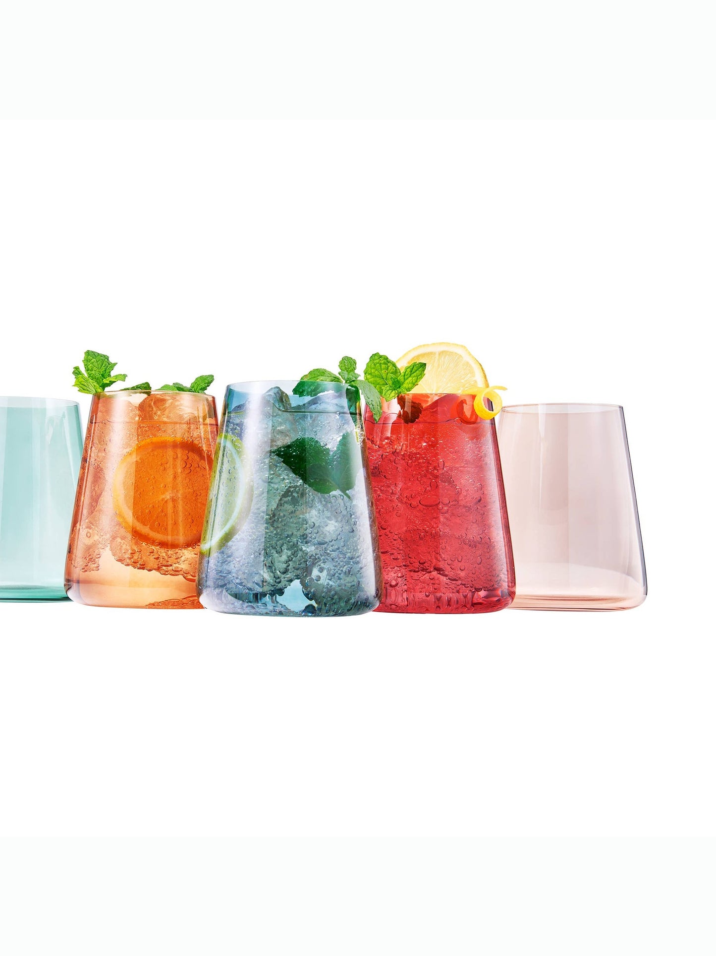 Stemless German Design Colored Wine Glass - Set of 6 13.5 OZ