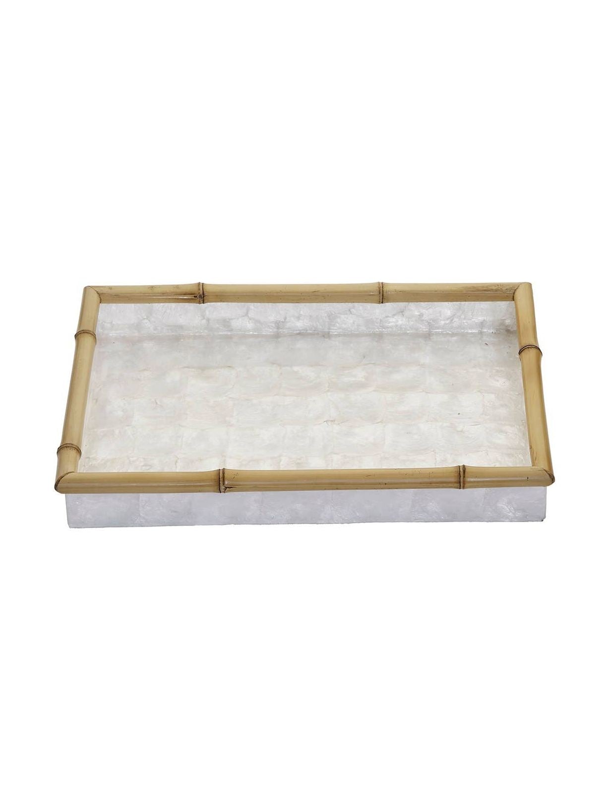 Ivory Capiz Tray w/ Bamboo Trim (Large) 15.75 x 11 x 2.75"