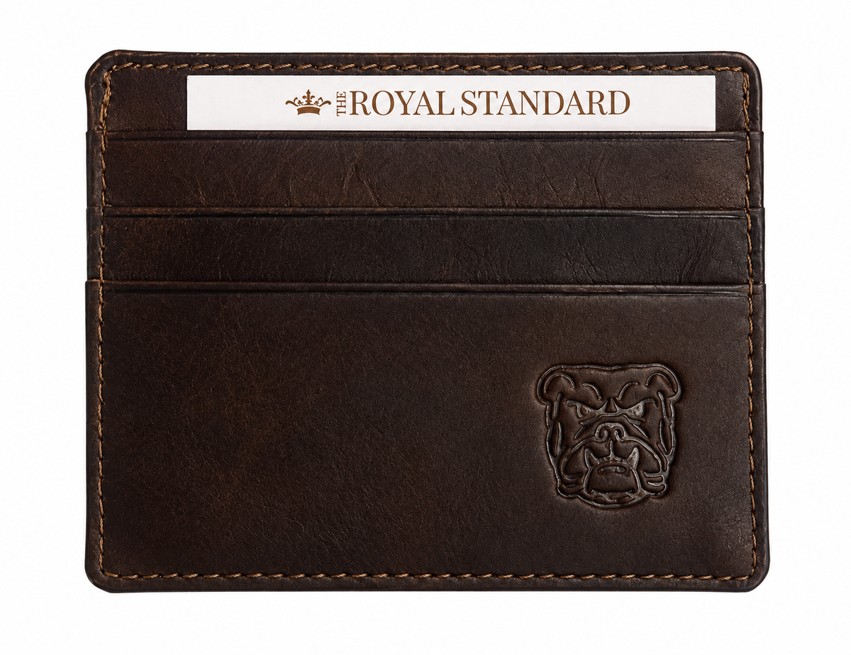 Bulldog Leather Embossed Slim Wallet Dark Brown