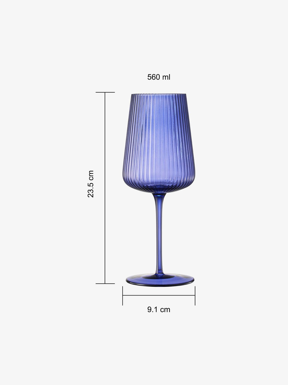 Ribbed Bright Colored Wine Glass Set of 6 - 19 OZ