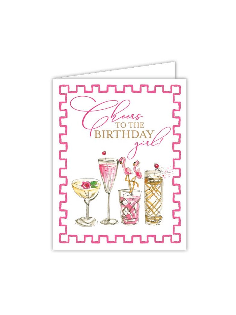 Cheers To The Birthday Girl Cocktails Pink Greeting Card
