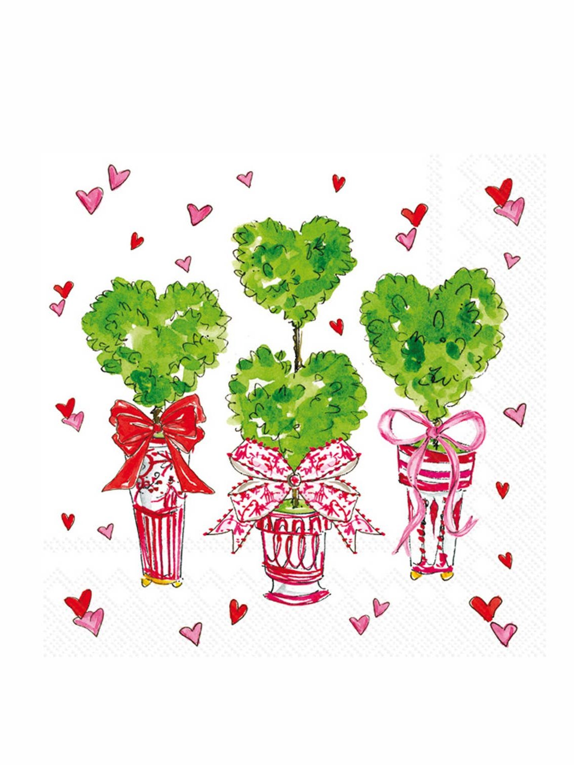 Paper Cocktail Napkins 20ct Heart Topiary Rosanne Beck