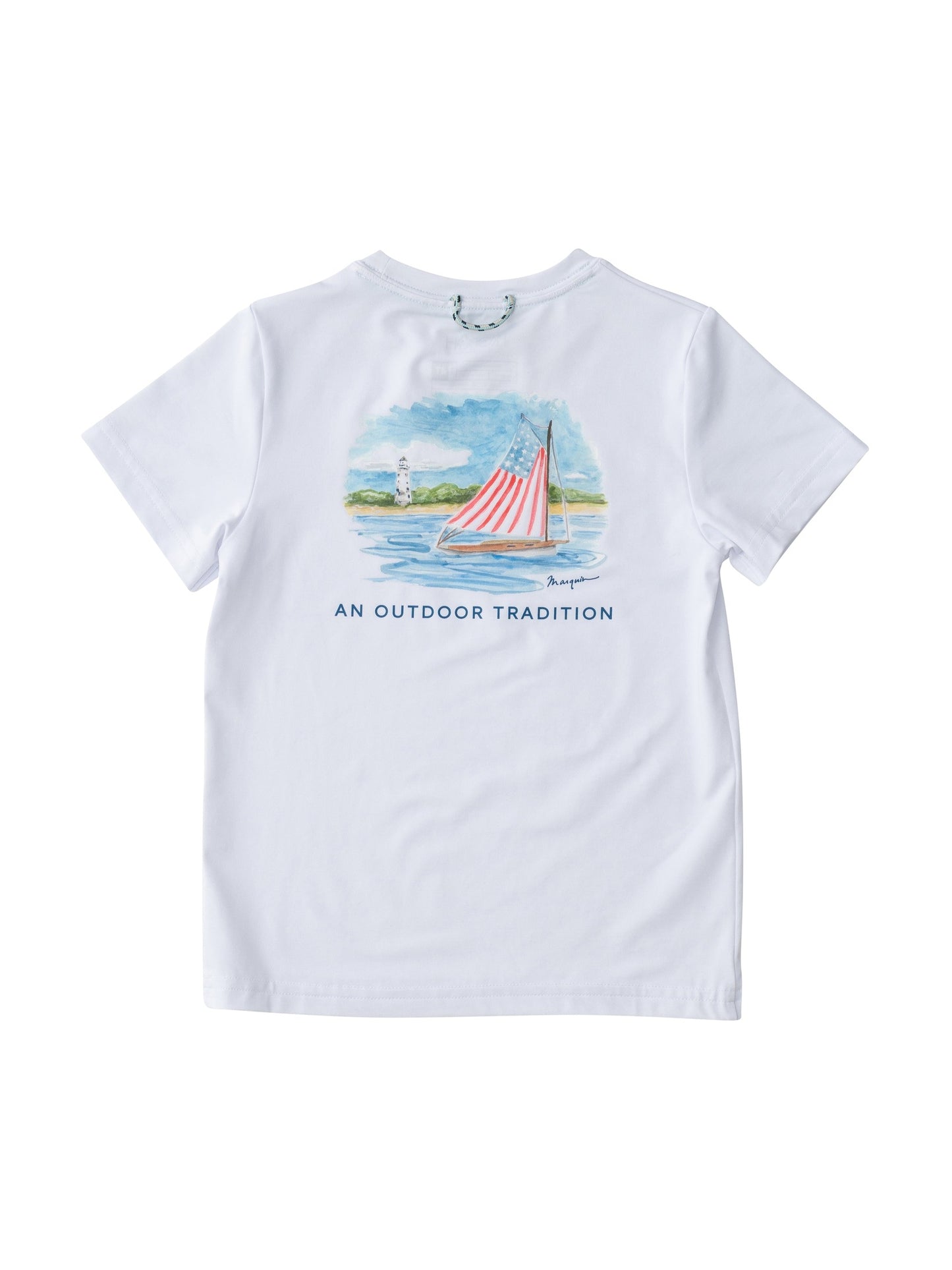 American Flag Sail Boat Pro Performance Short Sleeve