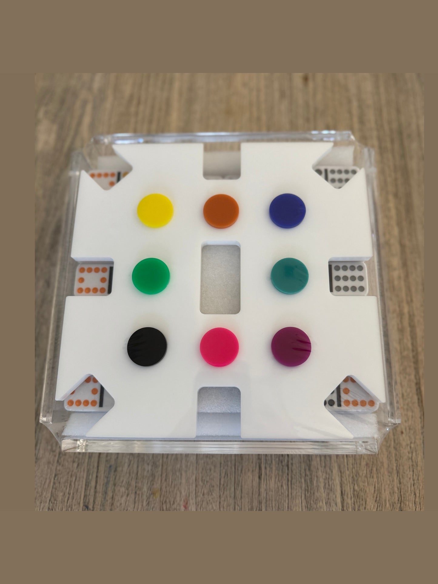 White Lucite Mexican Train Dominoes