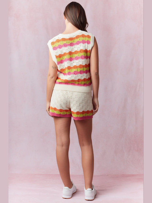 Multi Wavy Crochet Sweater Vest
