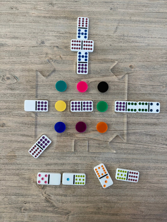 Clear Lucite Mexican Train Dominoes