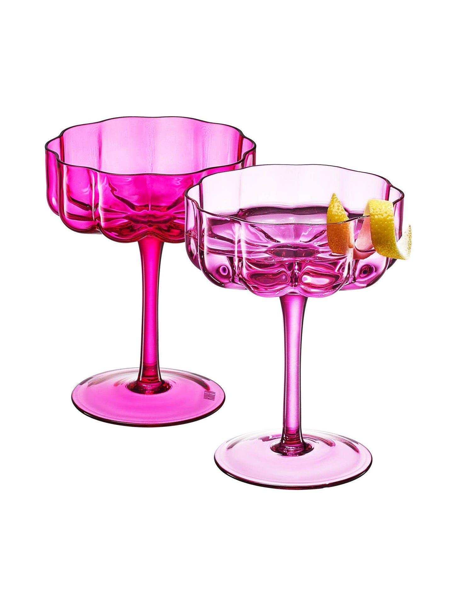 Flower Wave Champagne Coupe Cocktail Glassware | Set of 2