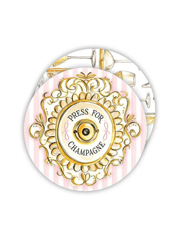 Handpainted Champagne Call Button Round Coaster