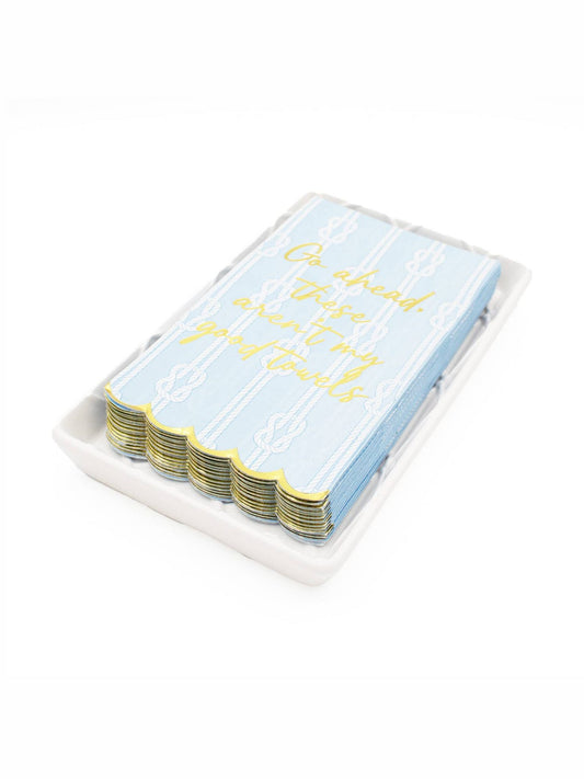 White Textured Guest Towel Tray
