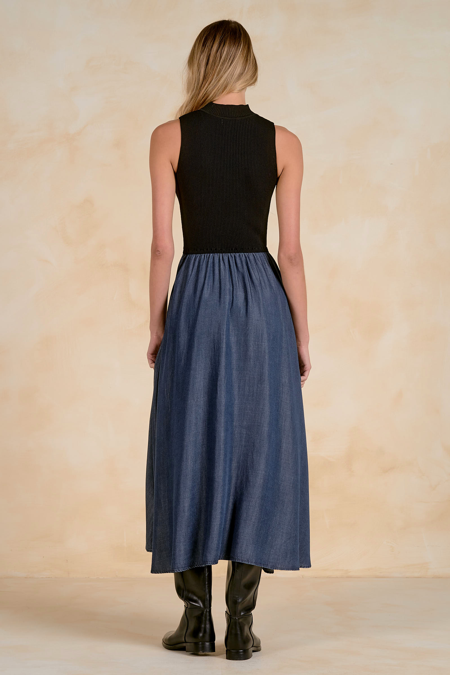 Navy Mock Neck Maxi