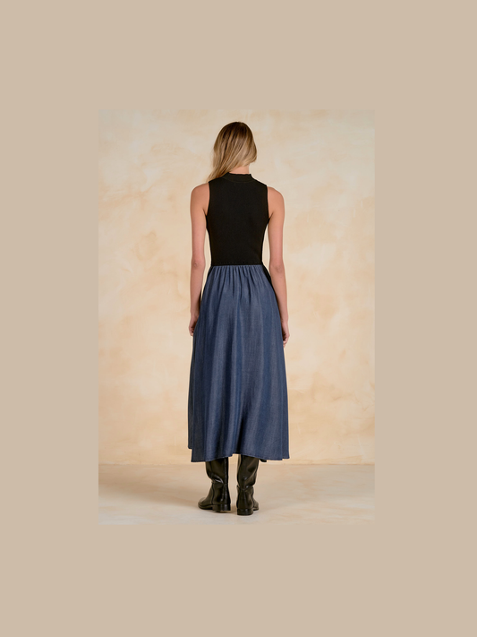 Navy Mock Neck Maxi