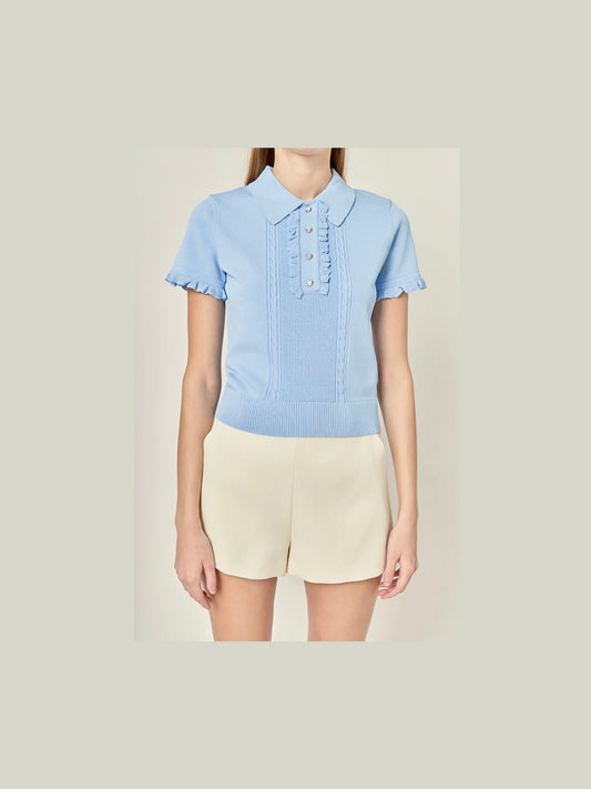 Ruffle Placket Top