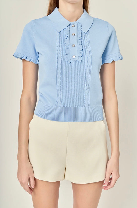 Ruffle Placket Top