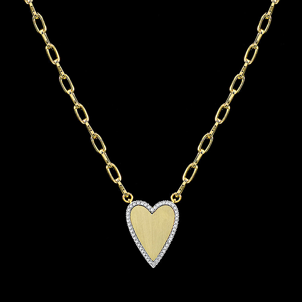 Gold Pave Trim Heart Necklace