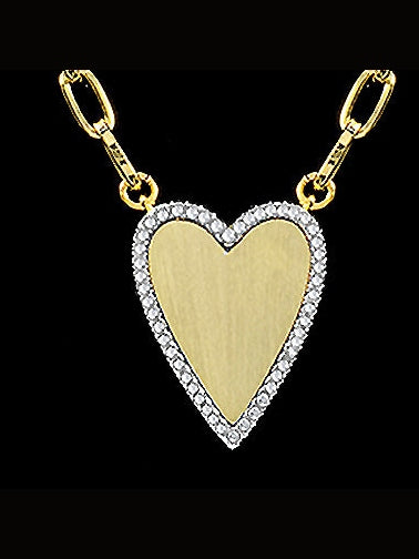 Gold Pave Trim Heart Necklace