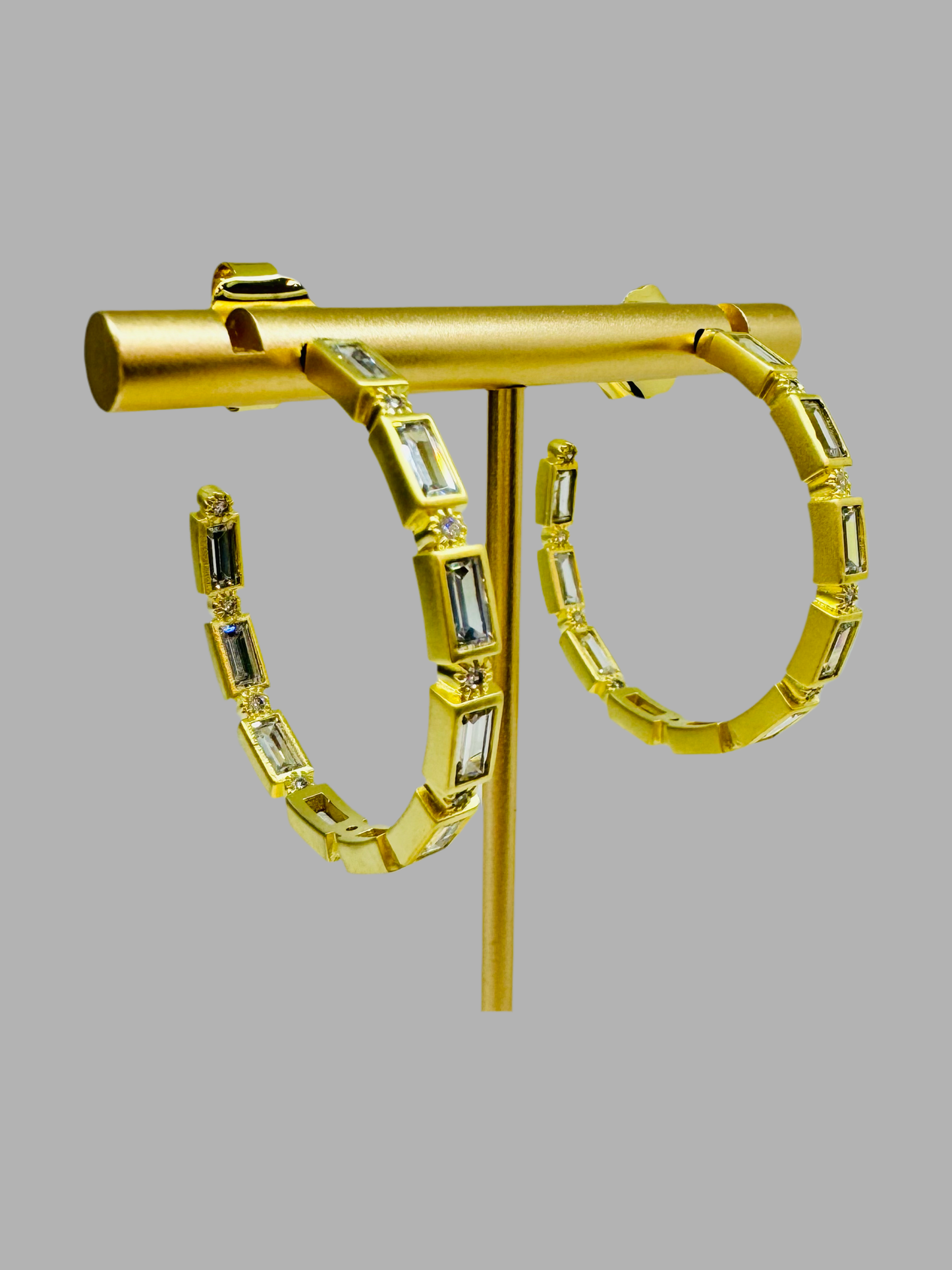 Gold / Clear Hoop with Rectangle CZ Stones