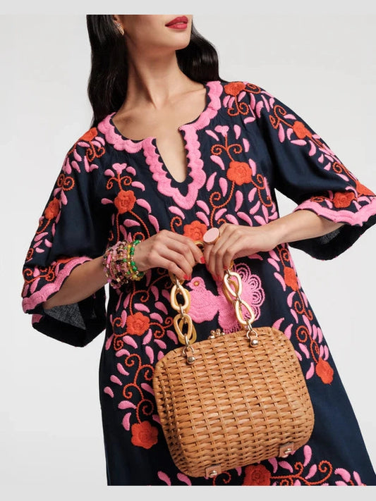 Charming Caftan Peacock Embroidery Dress