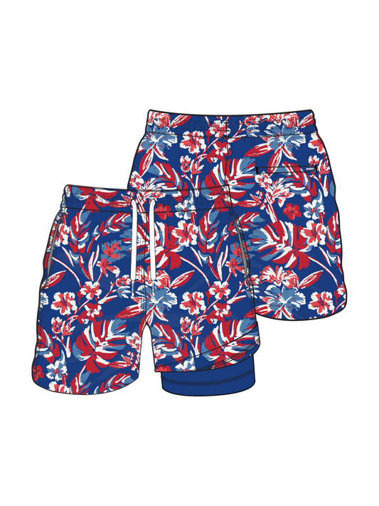 The Star Spangled Blooms Lined Swimtrunks (Youth)