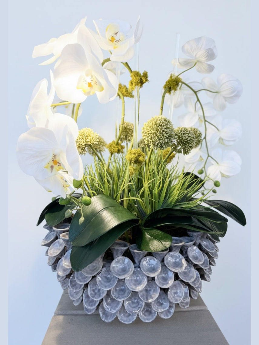 Barnacle Bowl w/ Orchids & Allium