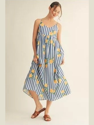 Blue Lemon Striped Dress