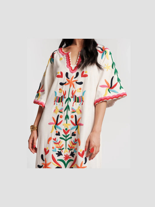 Charming Caftan Veracruz Embroidery Dress