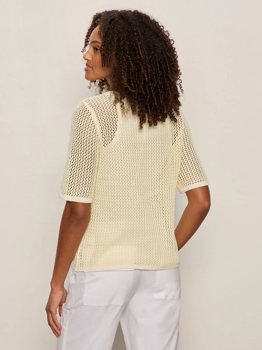 OPEN KNIT SWEATER TEE - Lemon Drop