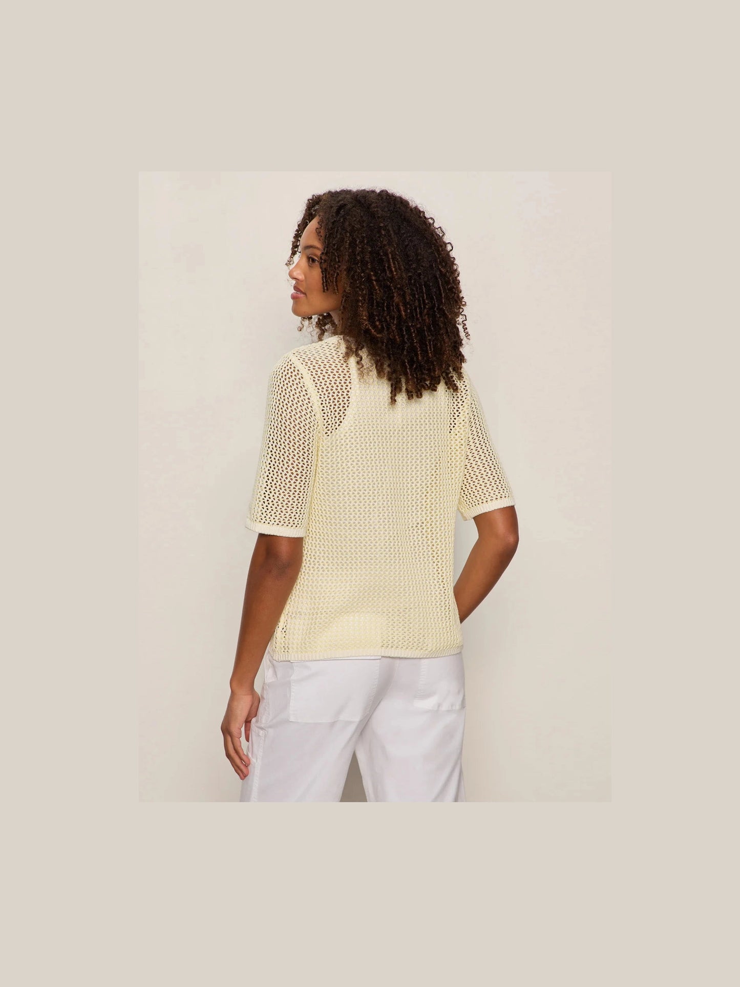 OPEN KNIT SWEATER TEE - Lemon Drop