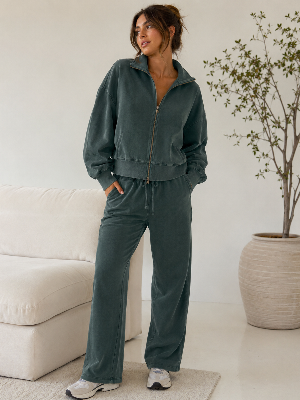 Barrel Leg Sweatpants - Faded Navy