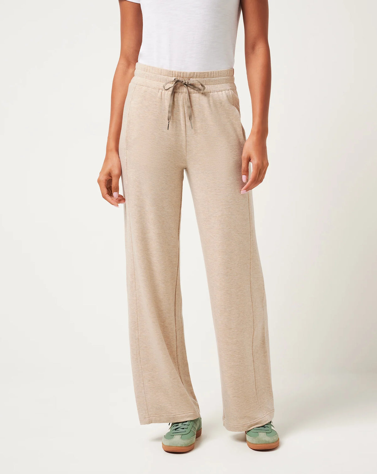 Cloud Terry Wide Leg Pant - Heather Natural