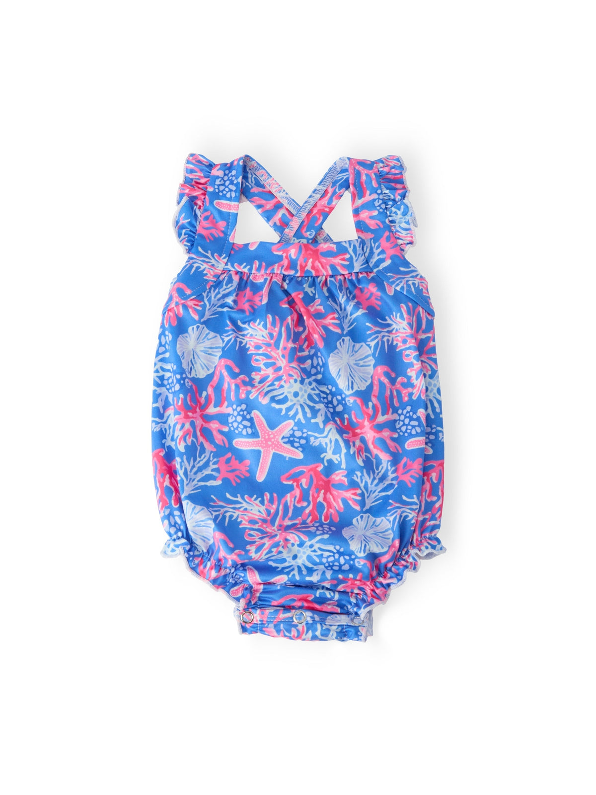 Coral Cove Ruffle Cross Back Romper