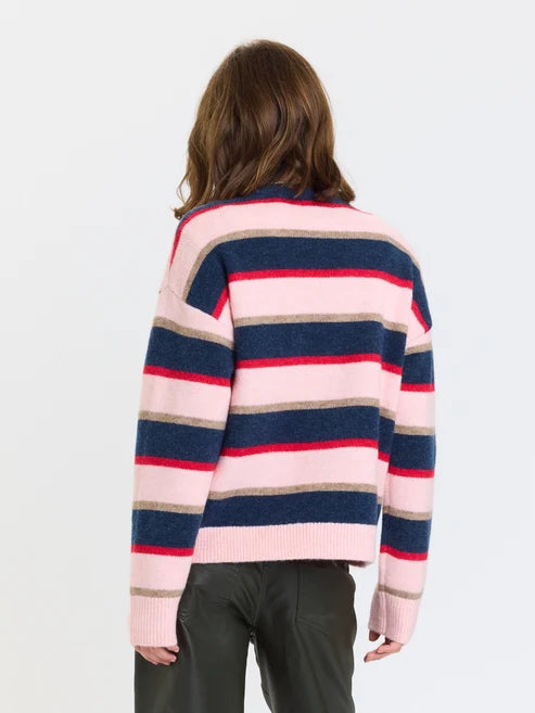Carlyle Everyday Crew Neck Sweater - Coral Stripe