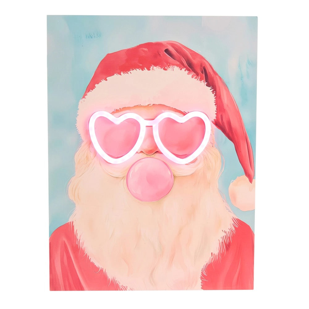 Santa Lit Neon Glasses Wall Art