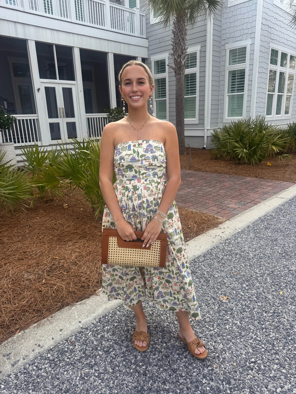 Tropical Print Midi Dress