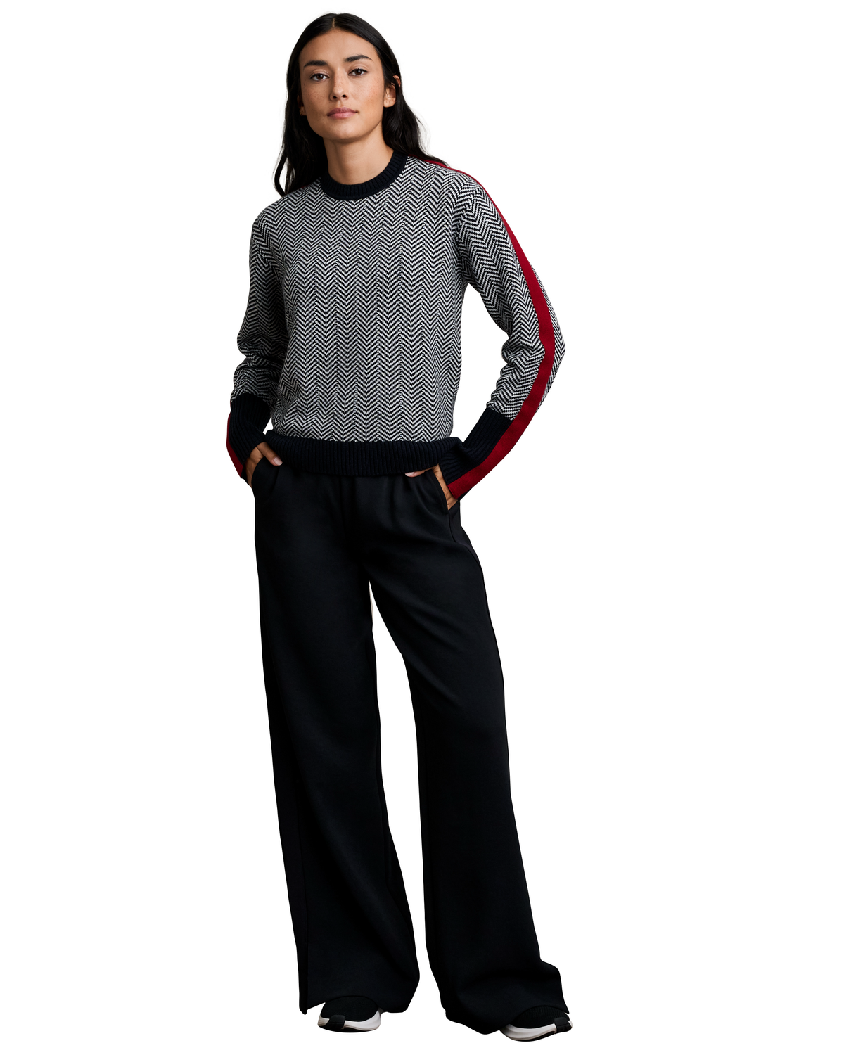 Uptown Herringbone Sweater - Pure Black