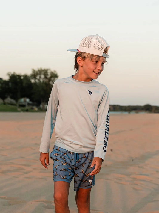 Youth Rashguard - Baby Blue and Navy