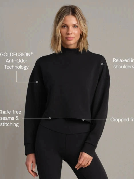 Dreamglow Cropped Mock Neck - Pure Black