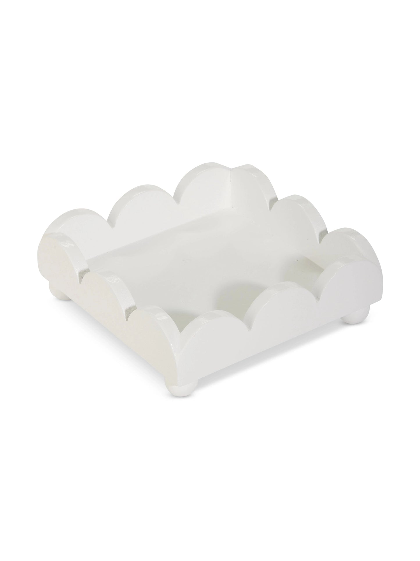 6" White Scalloped Napkin Holder