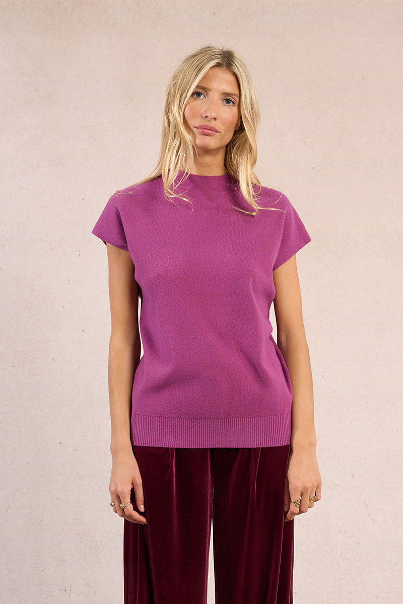 Bougainvillea Knitted Cap Sleeve Sweater