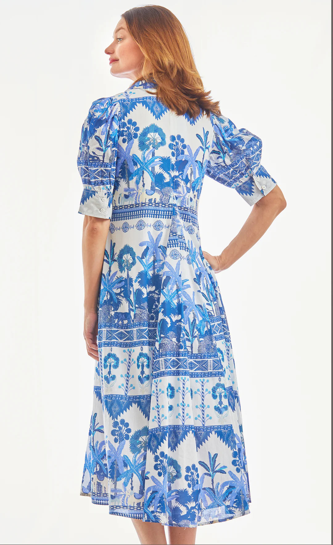 Montauk Blu Ikat Print Dress