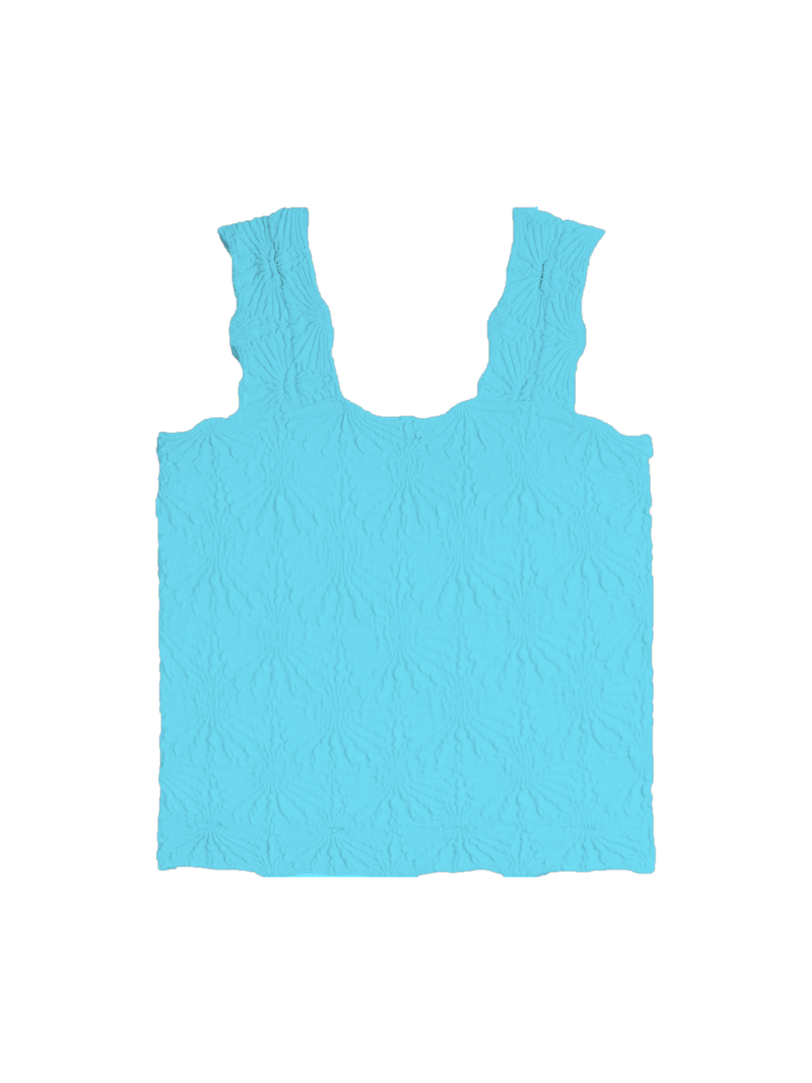 Smocking Lace Tank - Capri Blue